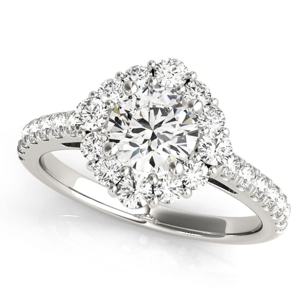 Solitaire Halo Engagement Ring — style 84838 in 10k White Gold