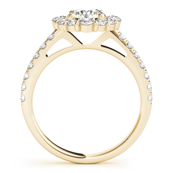 Solitaire Halo Engagement Ring, style 84838, Side view in yellow gold