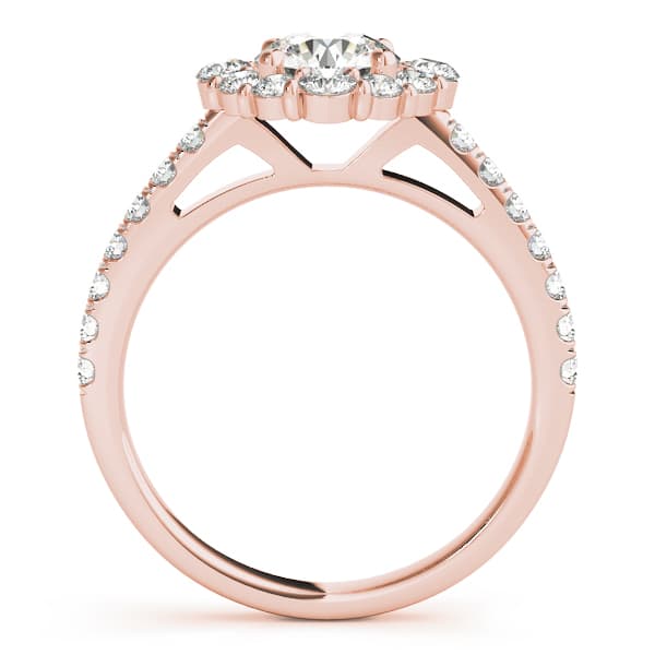 Solitaire Halo Engagement Ring, style 84838, Side view in rose gold