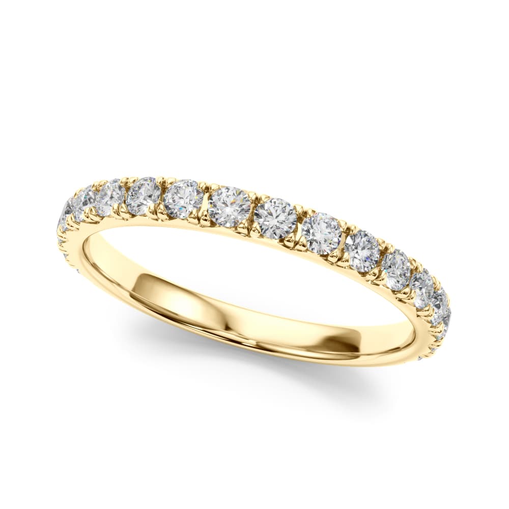 French-Cut Round Diamond Wedding Band (3/8 ct. tw.), Front view in yellow gold