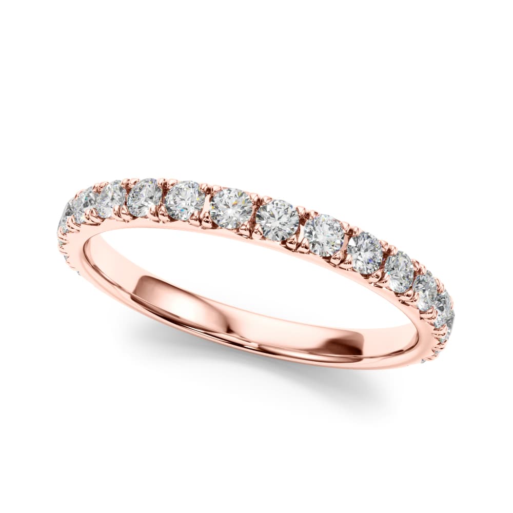 French-Cut Round Diamond Wedding Band (3/8 ct. tw.), Front view in rose gold