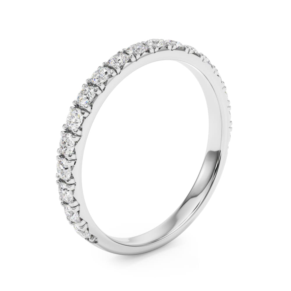 French-Cut Round Diamond Wedding Band (3/8 ct. tw.), Angle view in white gold or platinum