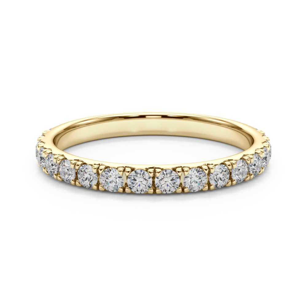 French-Cut Round Diamond Wedding Band (3/8 ct. tw.), On hand view in yellow gold