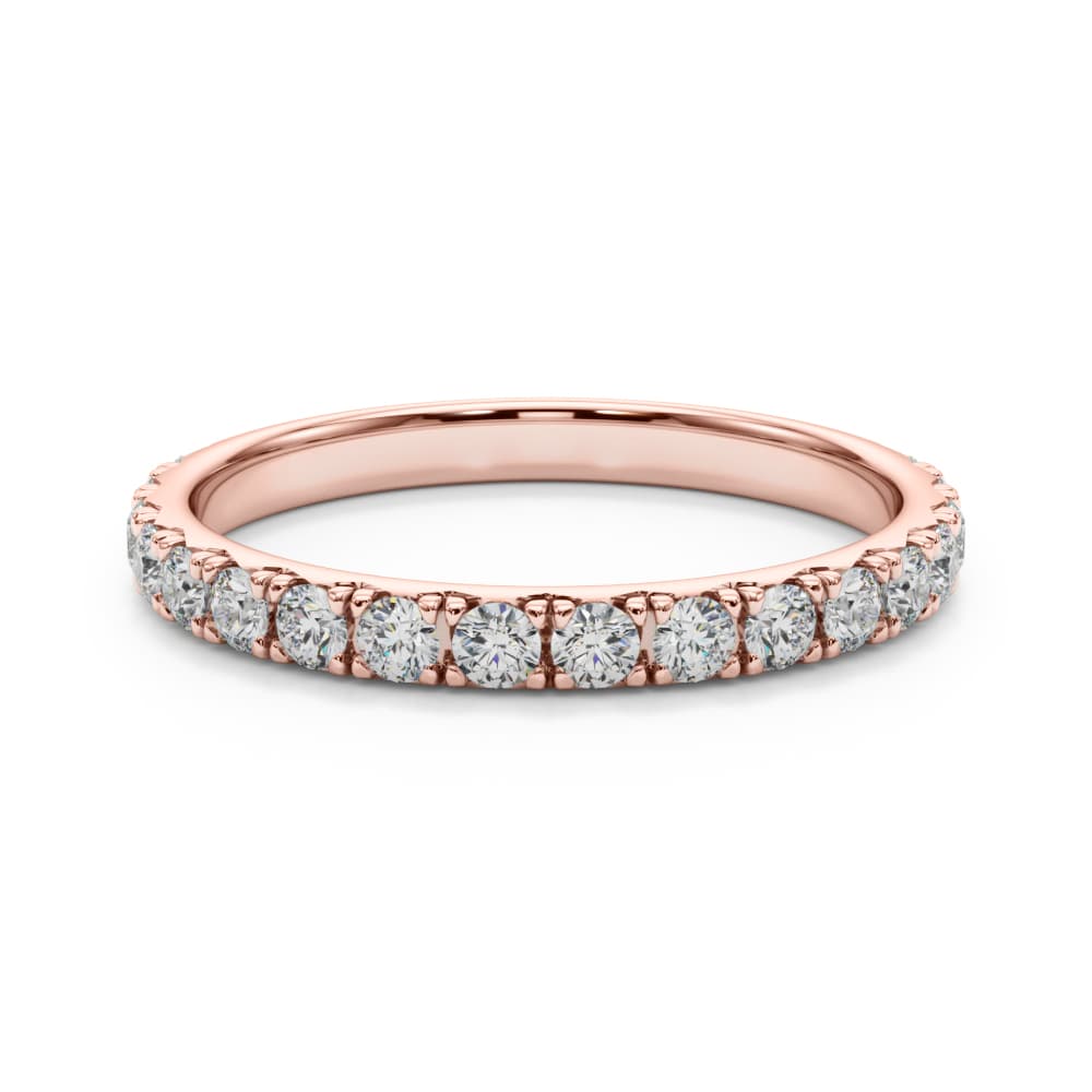 French-Cut Round Diamond Wedding Band (3/8 ct. tw.), On hand view in rose gold