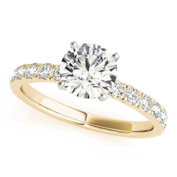 Single Row Diamond Engagement Ring, style 84842, Front view in yellow gold