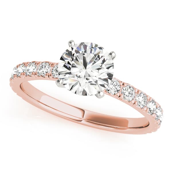 Single Row Diamond Engagement Ring, style 84842, Front view in rose gold