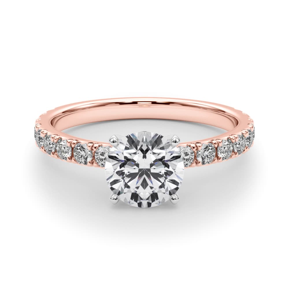 Single Row Diamond Engagement Ring, style 84842, On hand view in rose gold