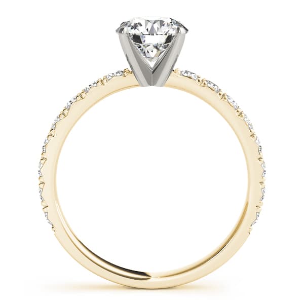 Single Row Diamond Engagement Ring, style 84842, Side view in yellow gold