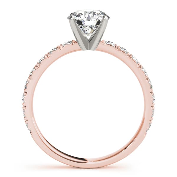 Single Row Diamond Engagement Ring, style 84842, Side view in rose gold