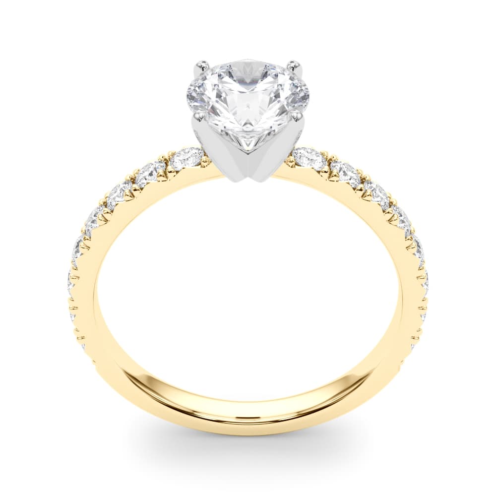 Single Row Diamond Engagement Ring, style 84842, Top view in yellow gold