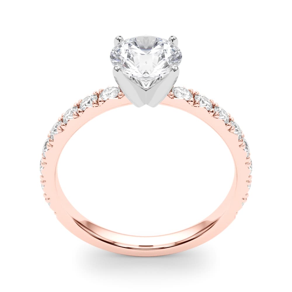 Single Row Diamond Engagement Ring, style 84842, Top view in rose gold