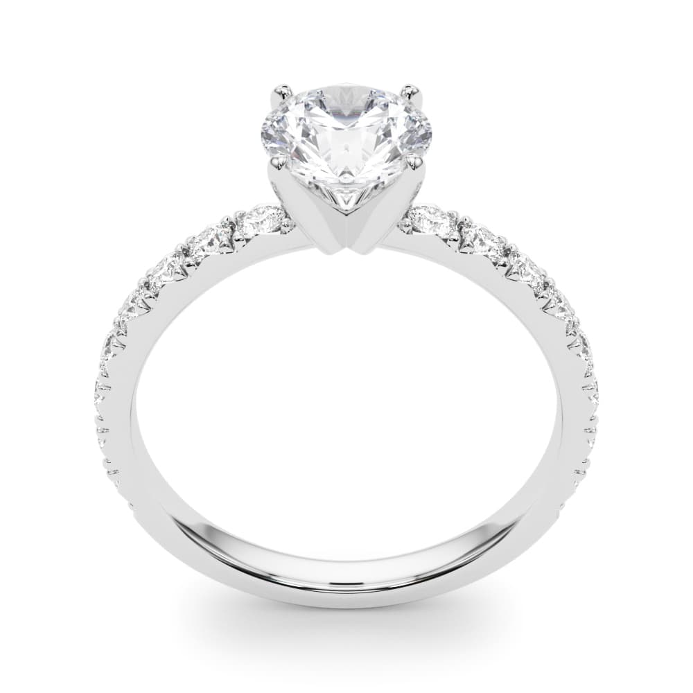 Single Row Diamond Engagement Ring, style 84842, Top view in white gold or platinum