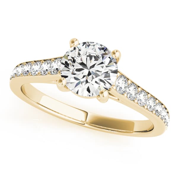 Graduating Single Row Round Engagement Ring, style 84843, Front view in yellow gold