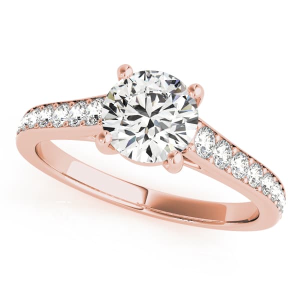 Graduating Single Row Round Engagement Ring, style 84843, Front view in rose gold