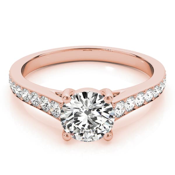 Graduating Single Row Round Engagement Ring, style 84843, On hand view in rose gold