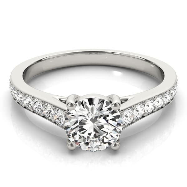 Graduating Single Row Round Engagement Ring, style 84843, On hand view in white gold or platinum