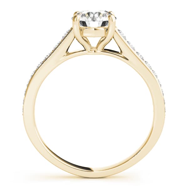 Graduating Single Row Round Engagement Ring, style 84843, Side view in yellow gold