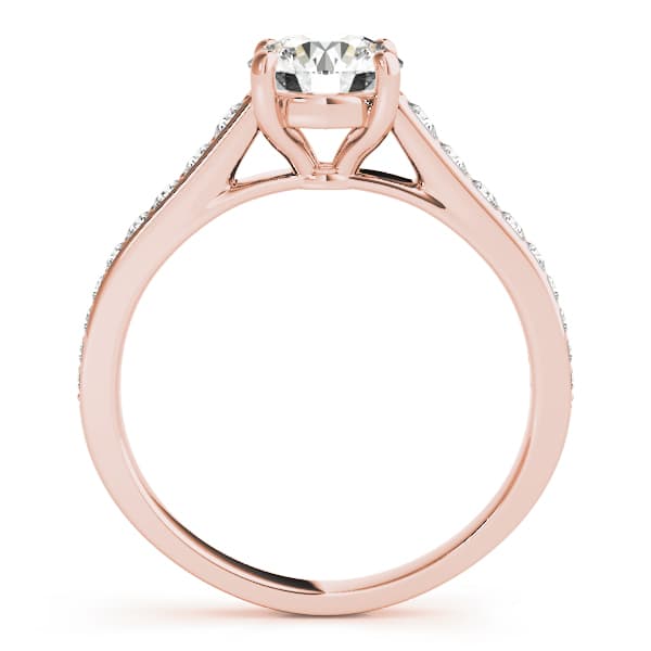 Graduating Single Row Round Engagement Ring, style 84843, Side view in rose gold