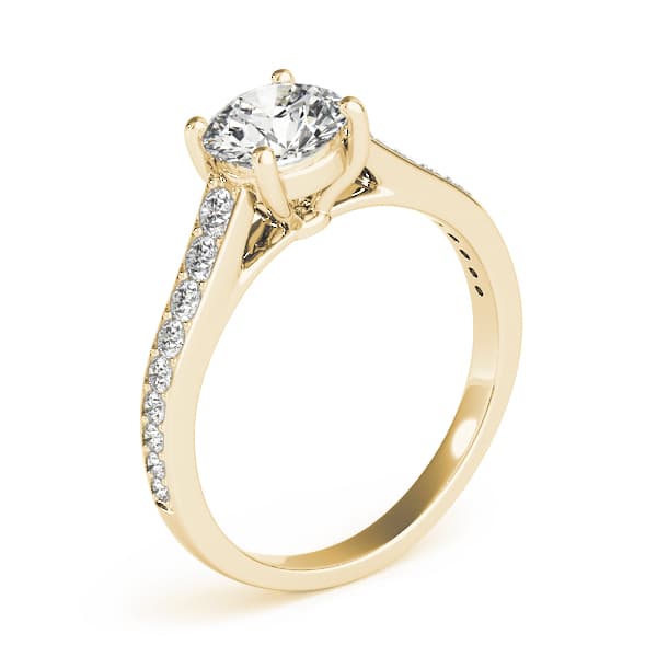 Graduating Single Row Round Engagement Ring, style 84843, Top view in yellow gold