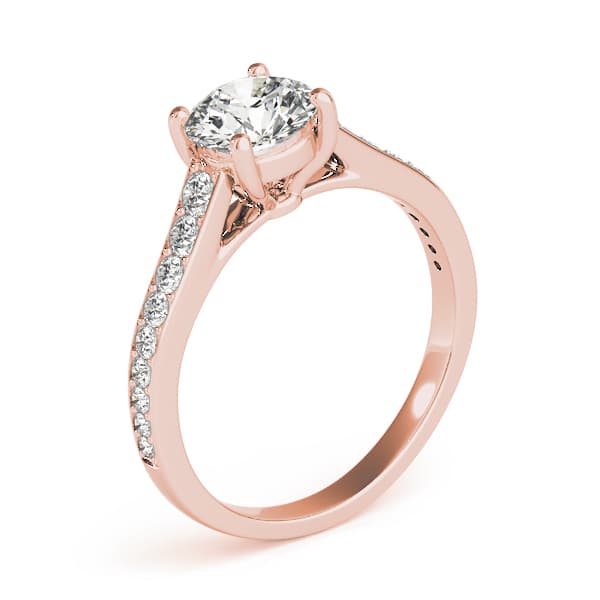 Graduating Single Row Round Engagement Ring, style 84843, Top view in rose gold