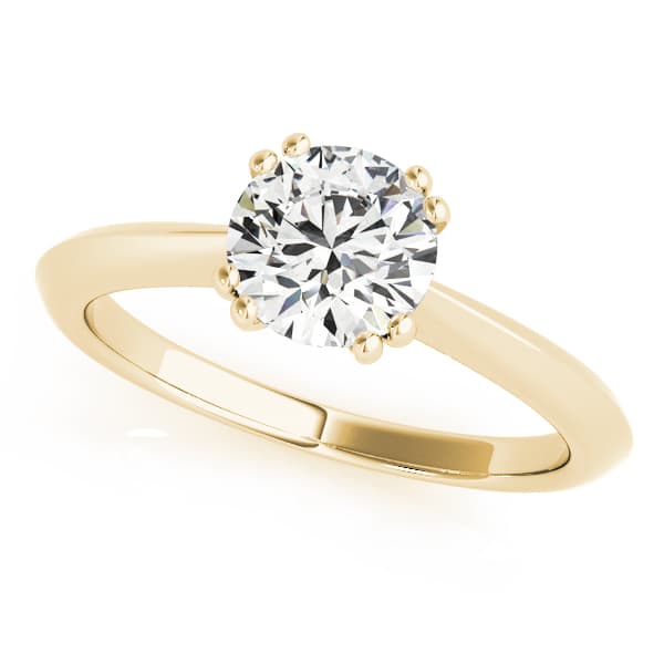 Double Prong Round Solitaire Engagement Ring, style 84844, Front view in yellow gold