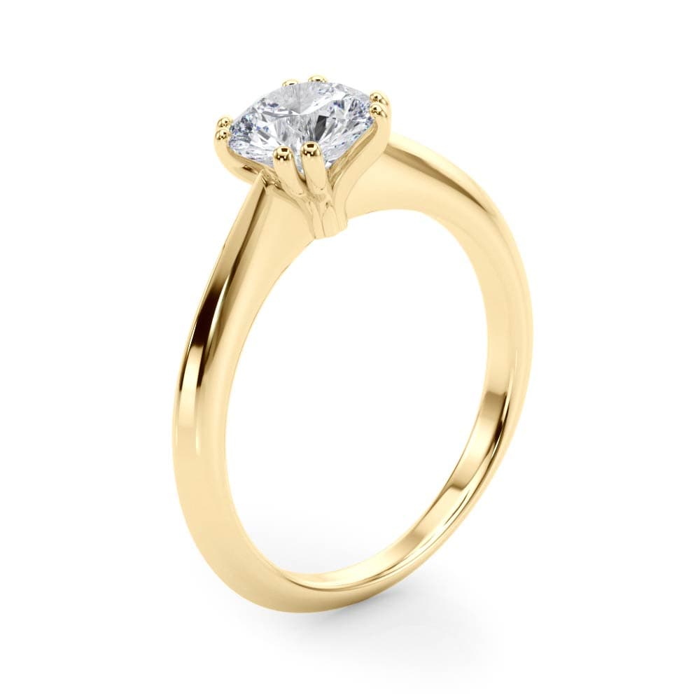Double Prong Round Solitaire Engagement Ring, style 84844, Angle view in yellow gold