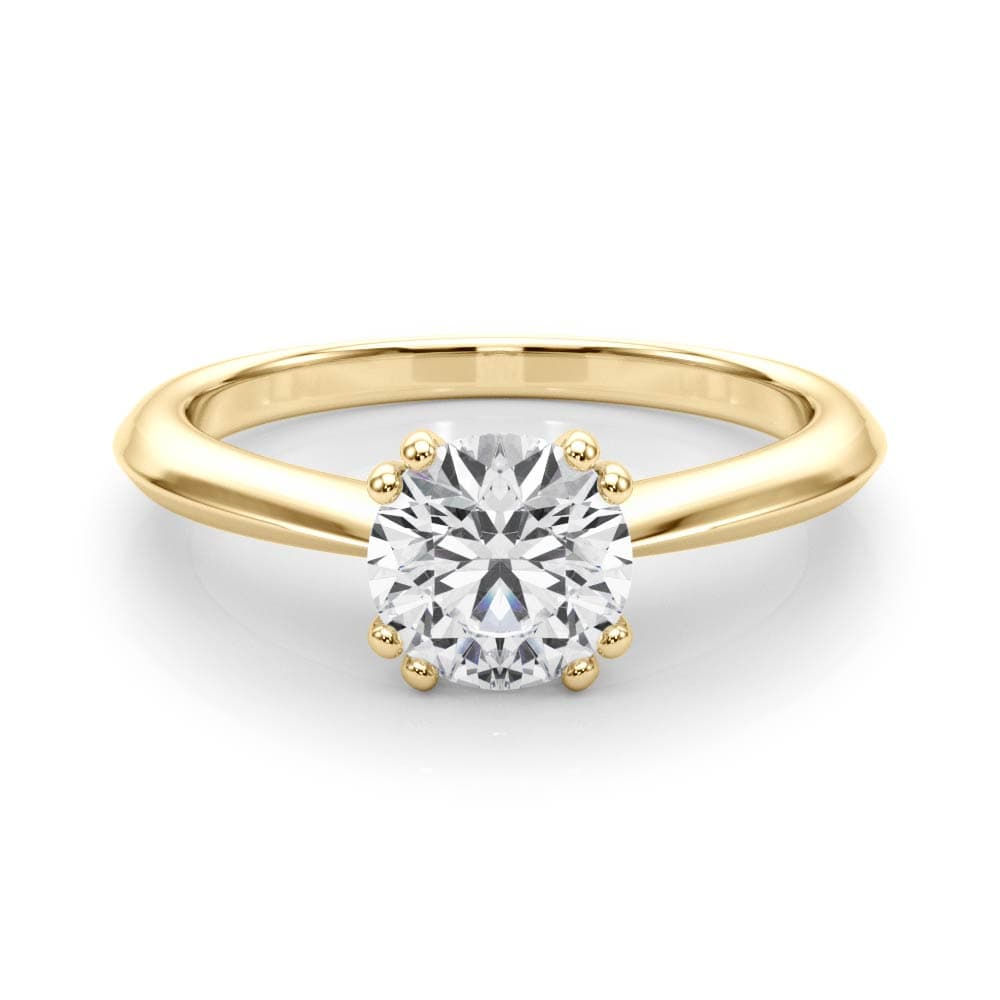 Double Prong Round Solitaire Engagement Ring, style 84844, On hand view in yellow gold