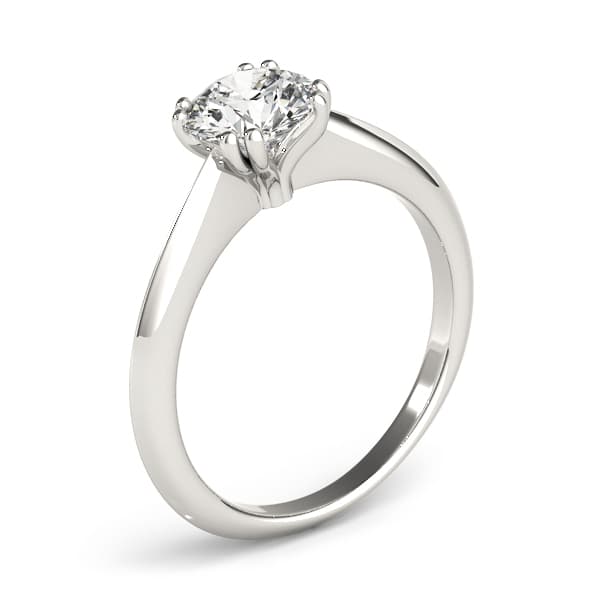 Double Prong Round Solitaire Engagement Ring, style 84844, Top view in white gold or platinum
