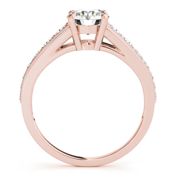 Graduating Single Row Milgrain Round Engagement Ring, style 84845, Side view in rose gold