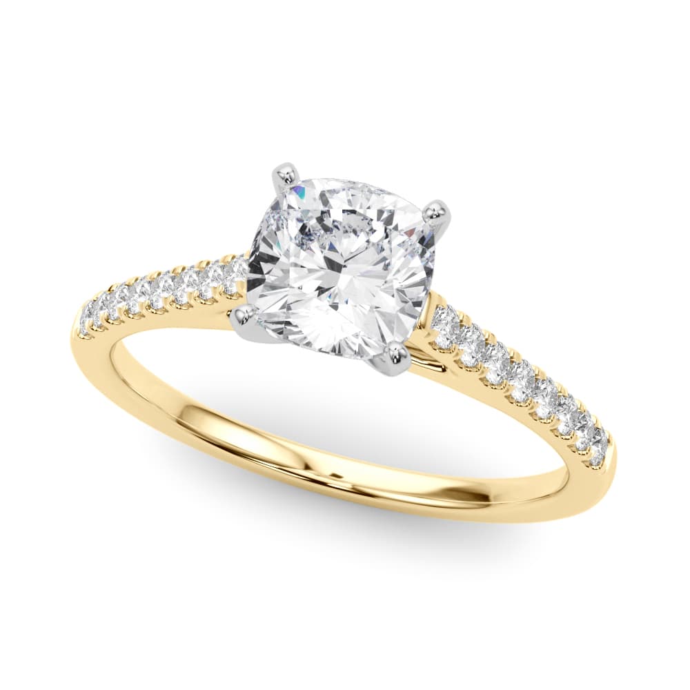 Single Row Diamond Engagement Ring, style 84846, Front view in yellow gold