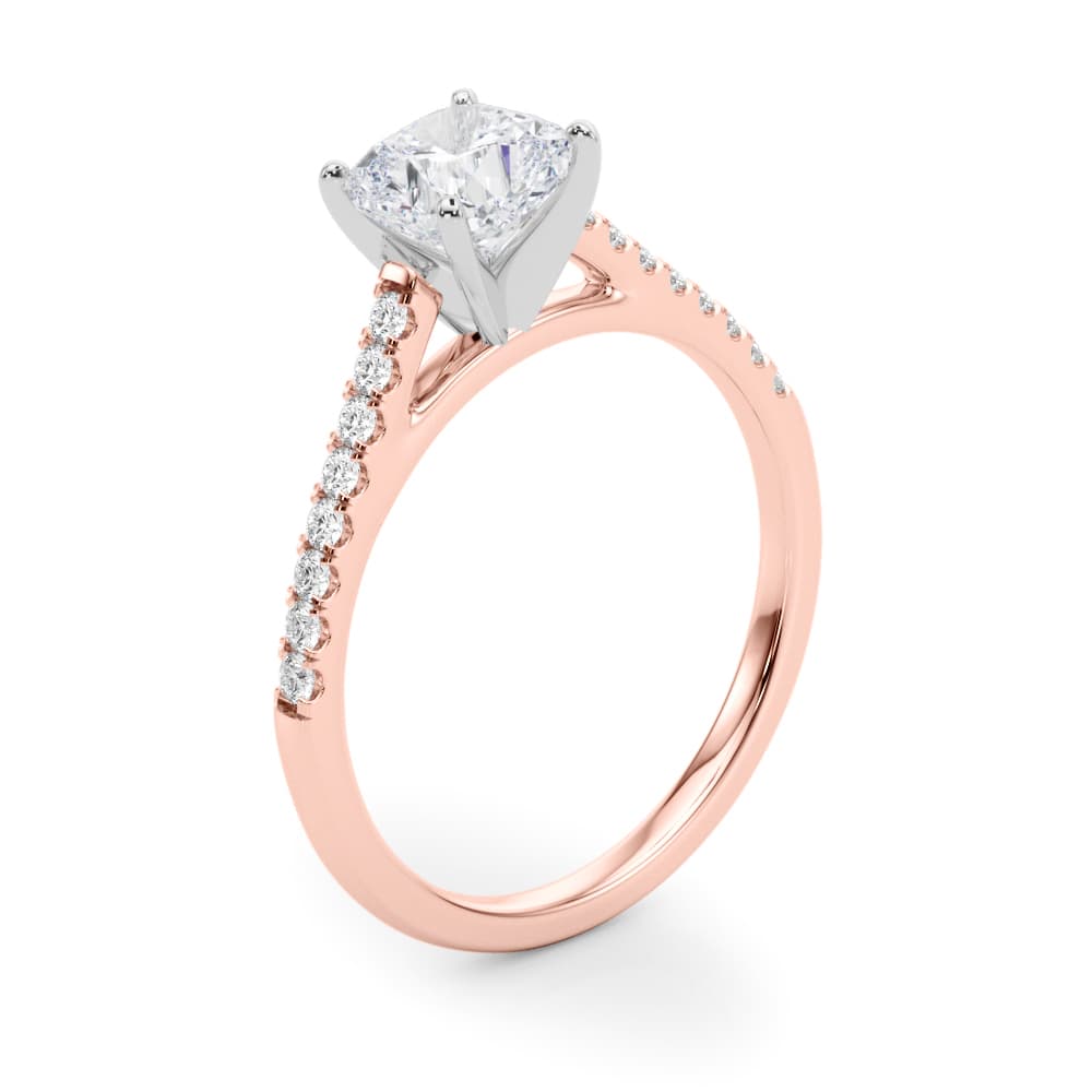 Single Row Diamond Engagement Ring, style 84846, Angle view in rose gold
