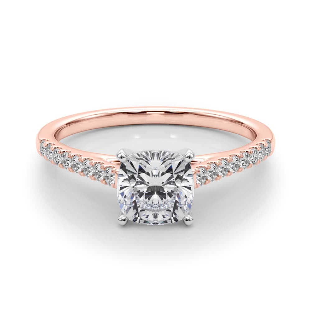 Single Row Diamond Engagement Ring, style 84846, On hand view in rose gold
