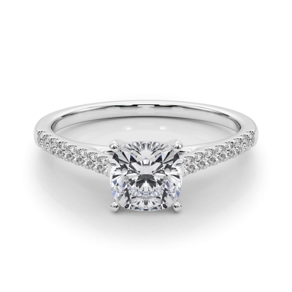 Single Row Diamond Engagement Ring, style 84846, On hand view in white gold or platinum
