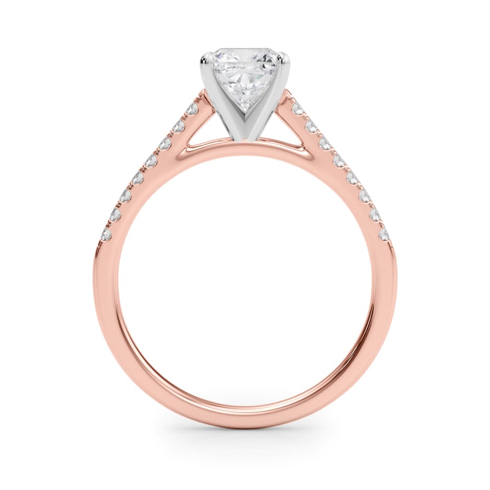 Single Row Diamond Engagement Ring, style 84846, Side view in rose gold