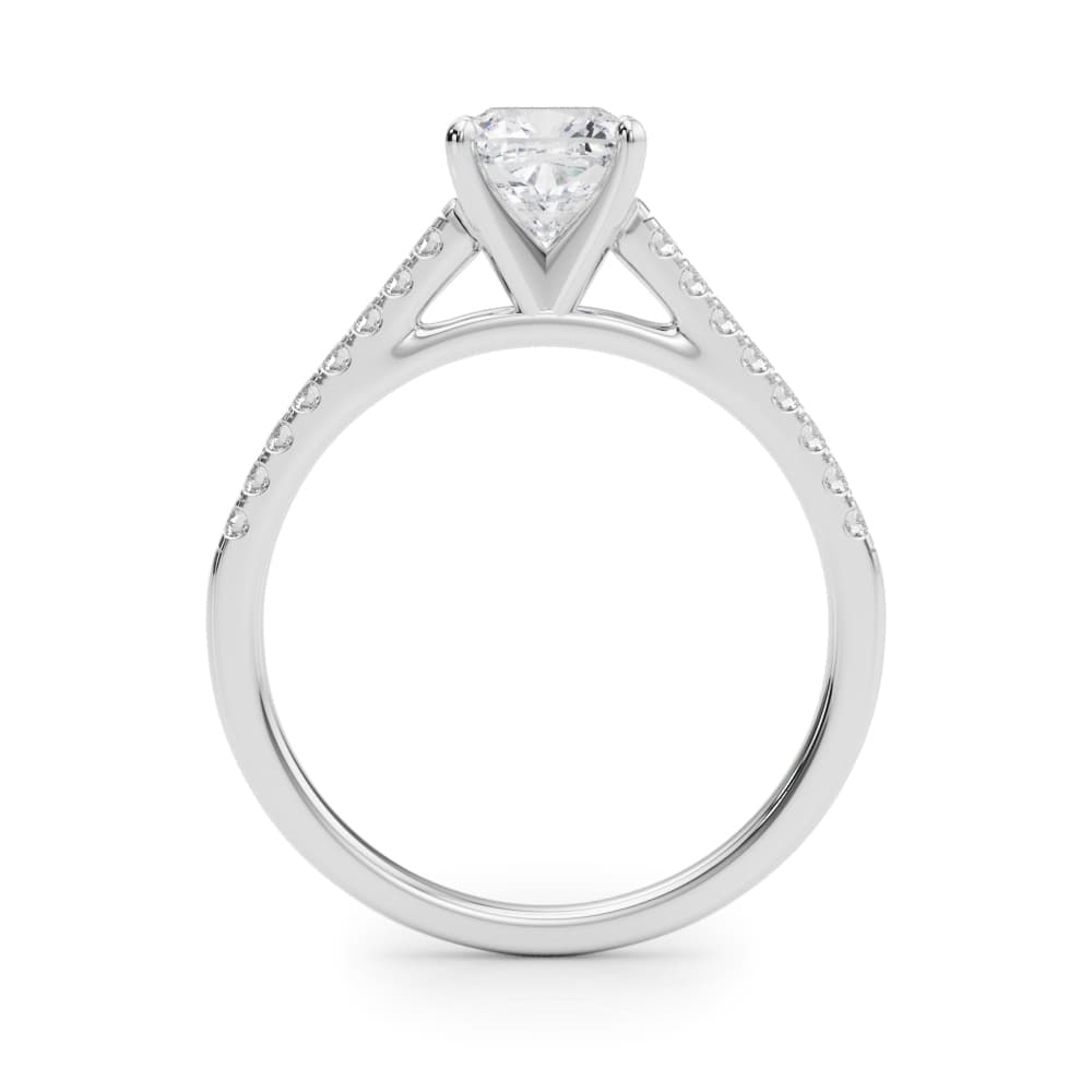 Single Row Diamond Engagement Ring, style 84846, Side view in white gold or platinum