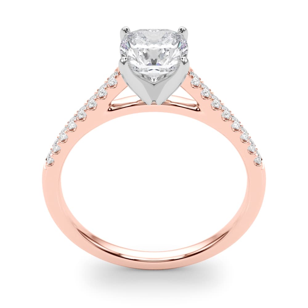 Single Row Diamond Engagement Ring, style 84846, Top view in rose gold
