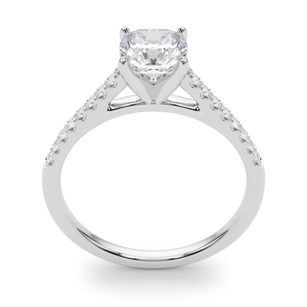 Single Row Diamond Engagement Ring, style 84846, Top view in white gold or platinum