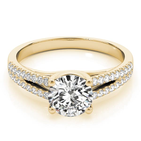 Solitaire Split Shank Engagement Ring, style 84847, On hand view in yellow gold