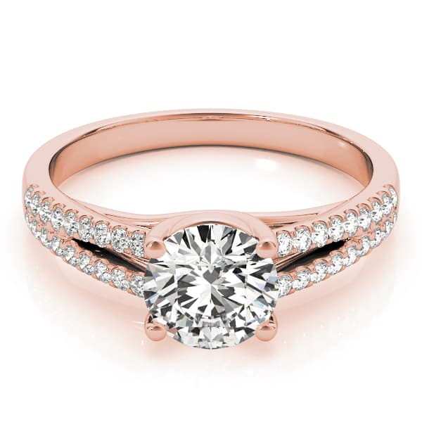 Solitaire Split Shank Engagement Ring, style 84847, On hand view in rose gold