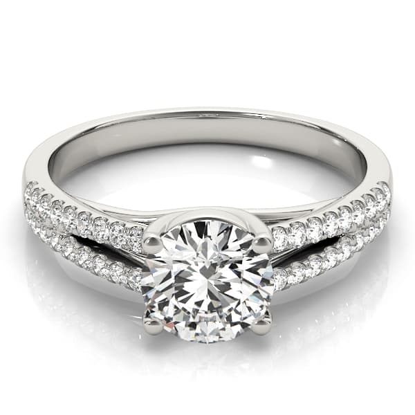 Solitaire Split Shank Engagement Ring, style 84847, On hand view in white gold or platinum