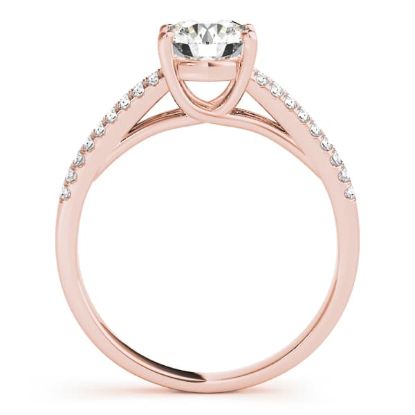 Solitaire Split Shank Engagement Ring, style 84847, Side view in rose gold