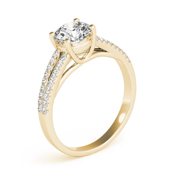 Solitaire Split Shank Engagement Ring, style 84847, Top view in yellow gold
