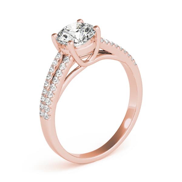 Solitaire Split Shank Engagement Ring, style 84847, Top view in rose gold