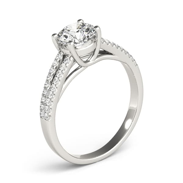 Solitaire Split Shank Engagement Ring, style 84847, Top view in white gold or platinum