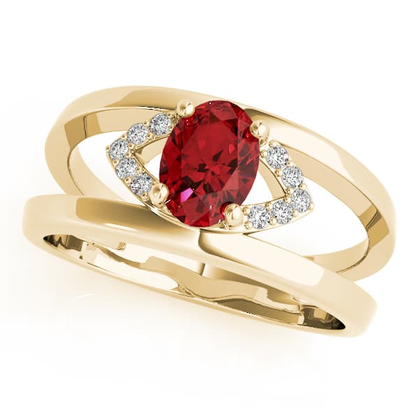 7x5 Oval Ring (0.05 ct. tw.), Front view in yellow gold