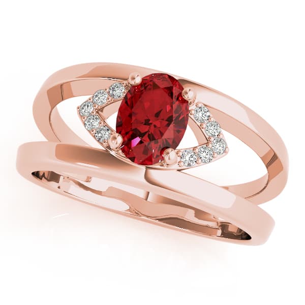7x5 Oval Ring (0.05 ct. tw.), Front view in rose gold