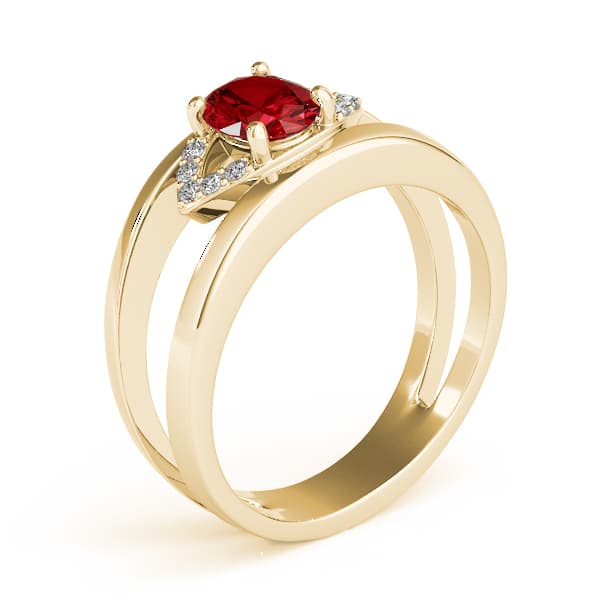 7x5 Oval Ring (0.05 ct. tw.), Angle view in yellow gold