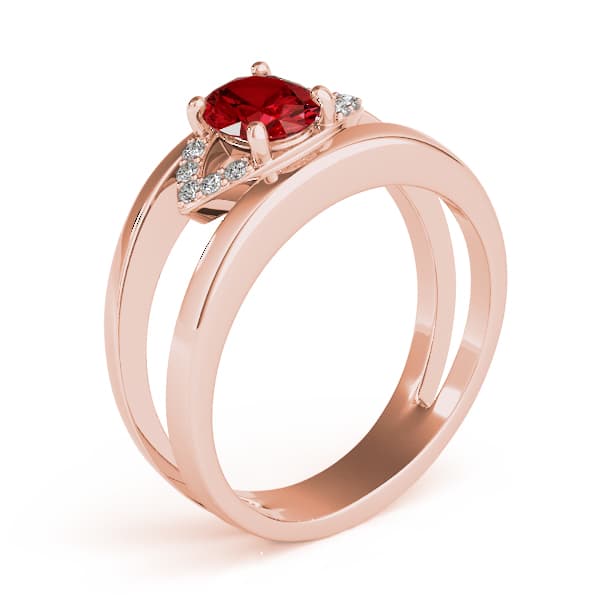7x5 Oval Ring (0.05 ct. tw.), Angle view in rose gold