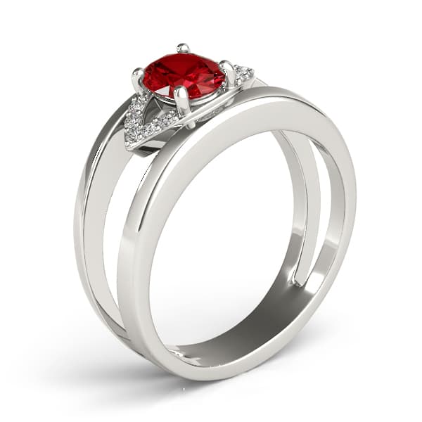 7x5 Oval Ring (0.05 ct. tw.), Angle view in white gold or platinum