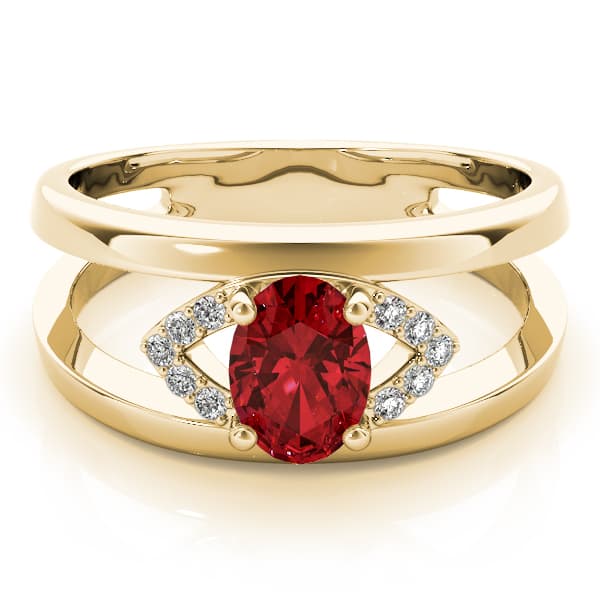 7x5 Oval Ring (0.05 ct. tw.), On hand view in yellow gold